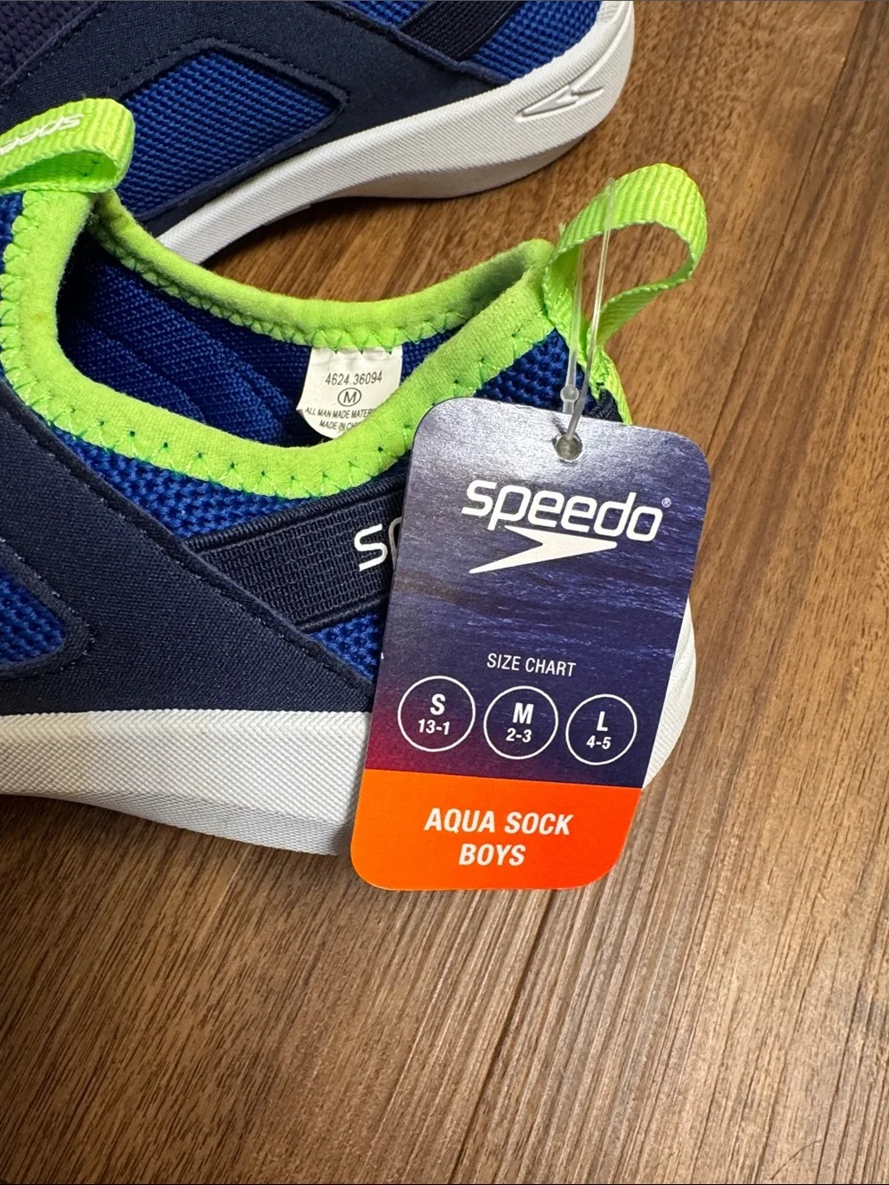 Speedo Kids' NWT Blue & Lime Slip-On Water Shoes size Boys 2-3